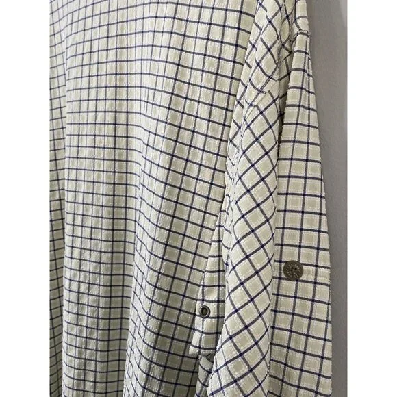 LL Bean Outdoors Textured Long Sleeve Shirt Camping Men’s L Reg Khaki Check - Picture 10 of 16